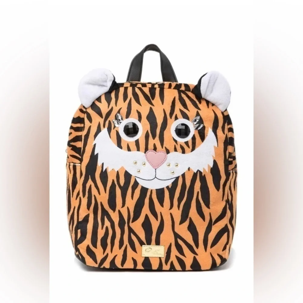 Betsey Johnson Spike Kitsch Mid Sized Tiger Animal Print Backpack